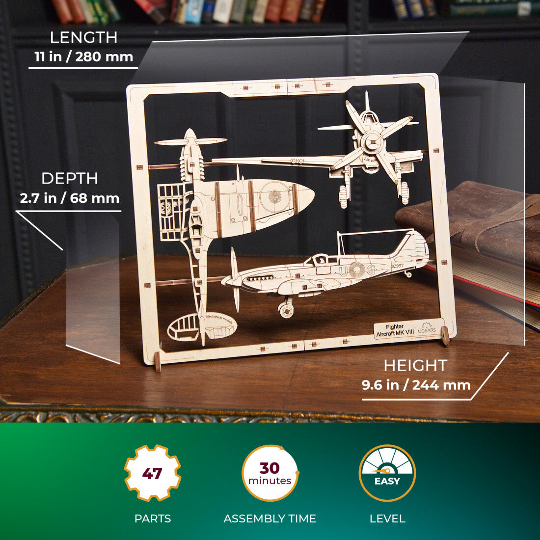 70196-ugears-fighter-aircraft-2-5d-puzzle-diy-wooden-47pc