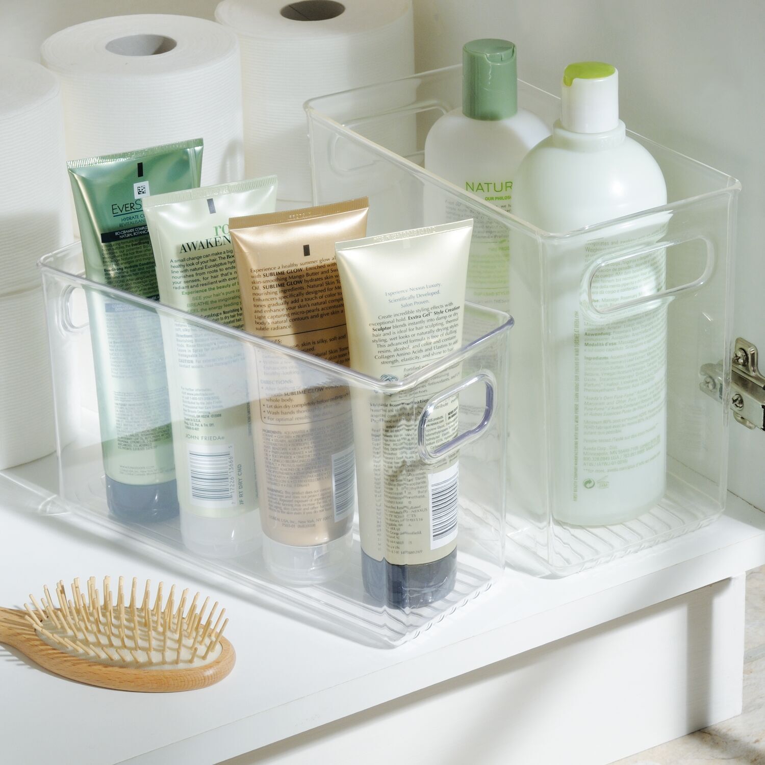 71630-idesign-25-5x15cm-fridge-pantry-storage-organiser-bin-w-handles-clear