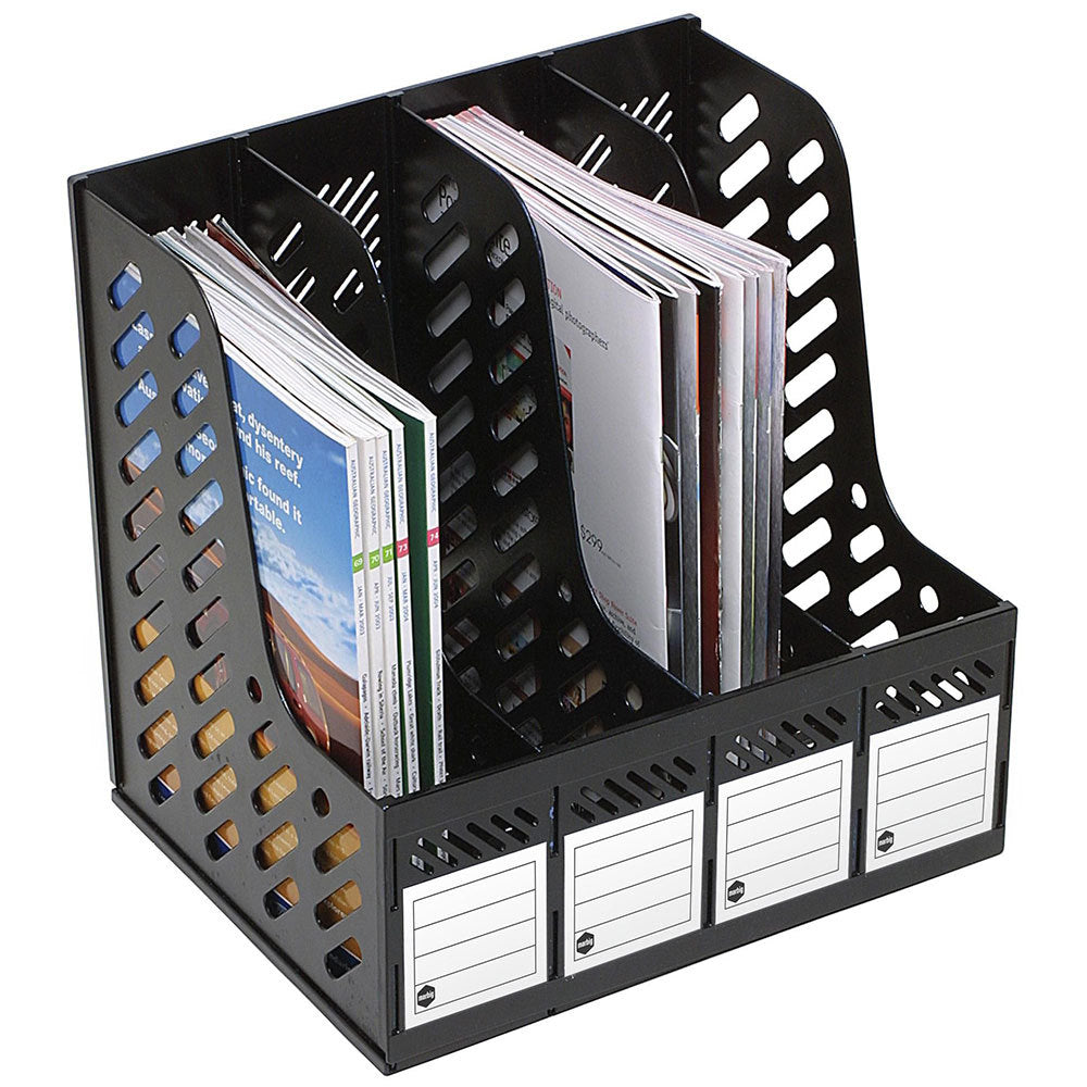 864200-marbig-magazine-4-section-rack-black