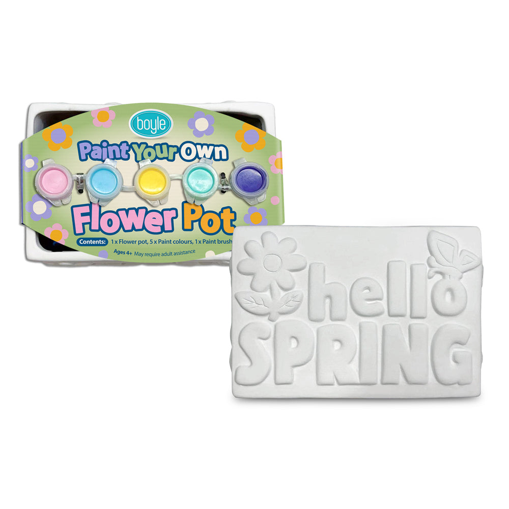 Boyle Paint Your Own Flower Pot Kids Art/Craft Kit - Hello Spring Flower 4y+