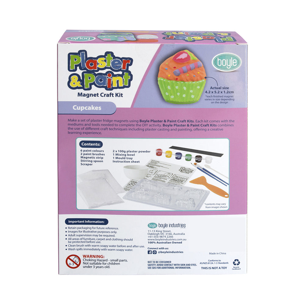 Boyle 22cm Plaster and Paint Magnet Cupcakes Craft Kit 5y+
