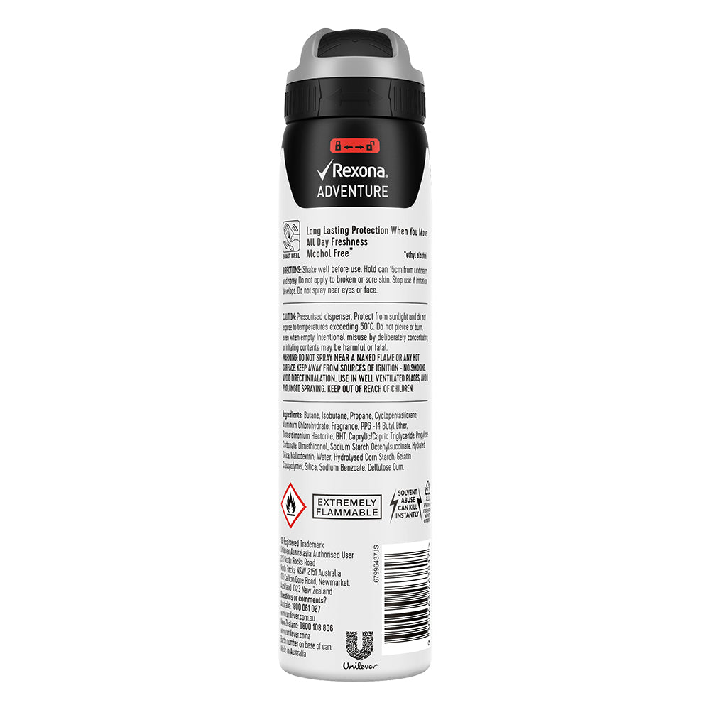 6x Rexona Anti-Perspirant 250ml Deodorant Adventure Men