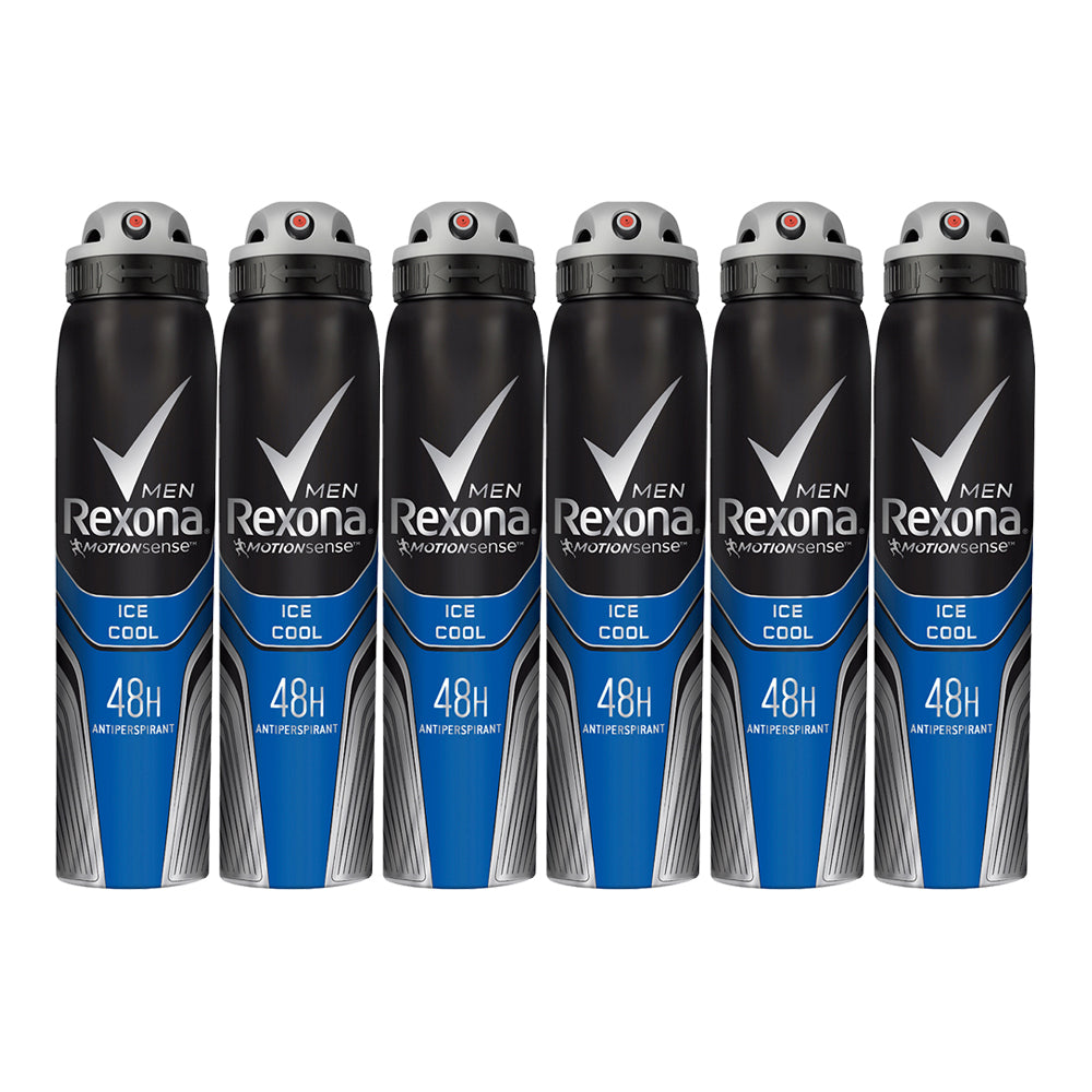 6x Rexona Anti-Perspirant 250ml Deodorant Ice Cool Men