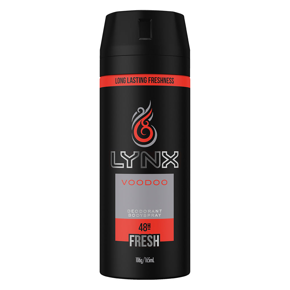 6x Lynx Body Spray Men Fresh 165ml Voodoo