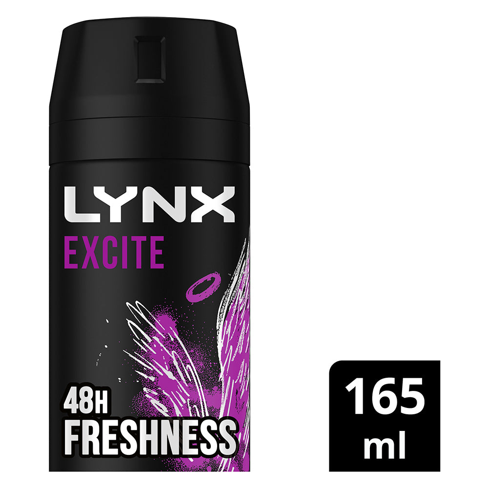 6x Lynx Body Spray Men Fresh 165ml Excite