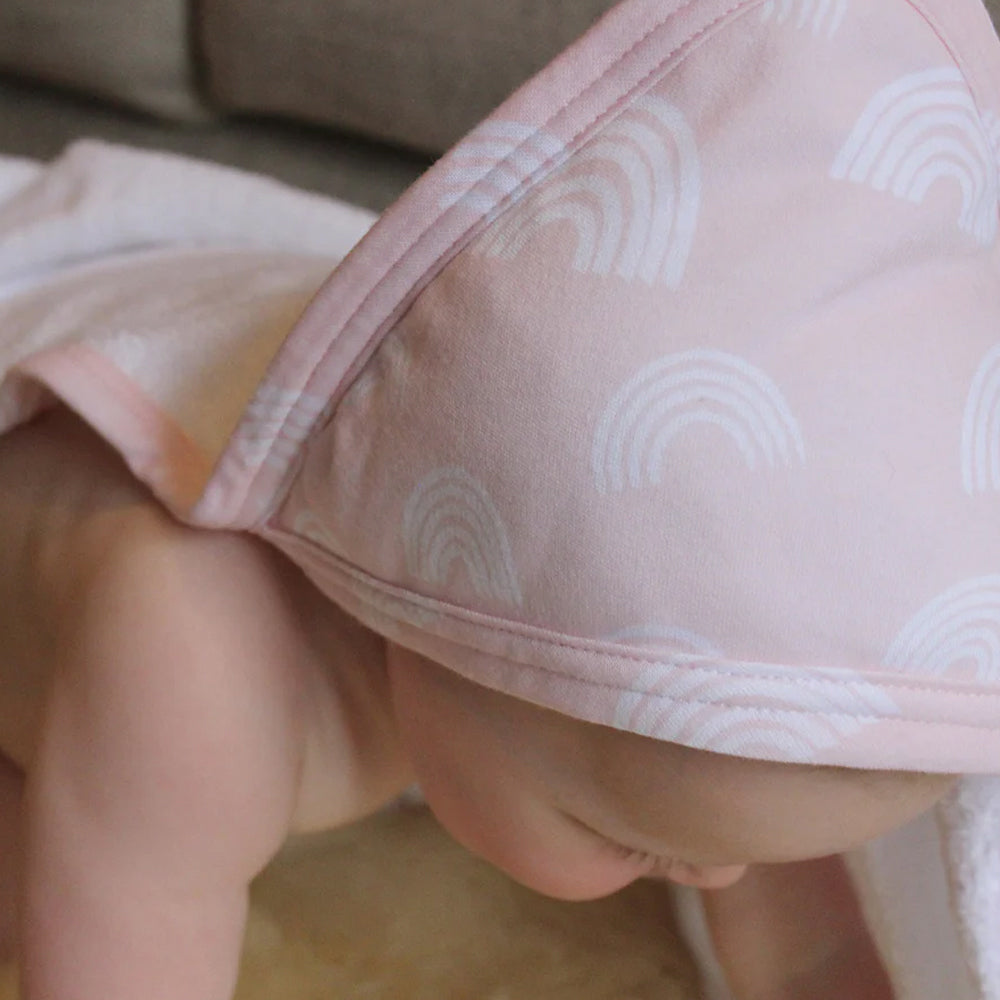 2PK Bubba Blue 6.75x75cm Nordic Hooded Towel Baby 0-12m - Dusty Berry/Rose