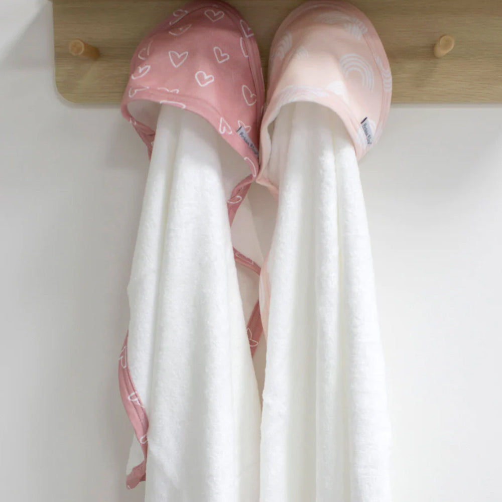 2PK Bubba Blue 6.75x75cm Nordic Hooded Towel Baby 0-12m - Dusty Berry/Rose