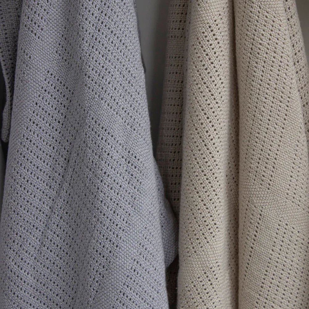 2PK Bubba Blue Nordic 70x90cm Cellular Blanket 0-12m - Grey/Sand