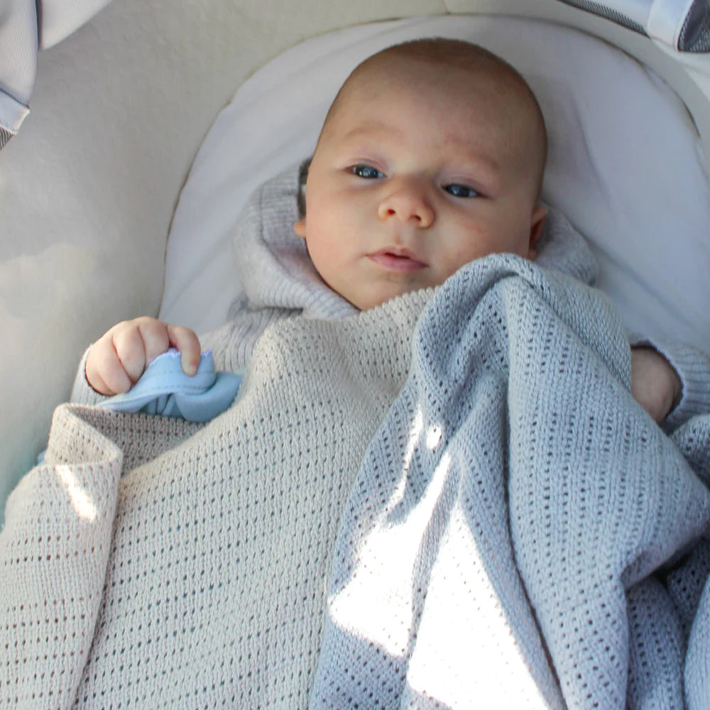 2PK Bubba Blue Nordic 70x90cm Cellular Blanket 0-12m - Grey/Sand