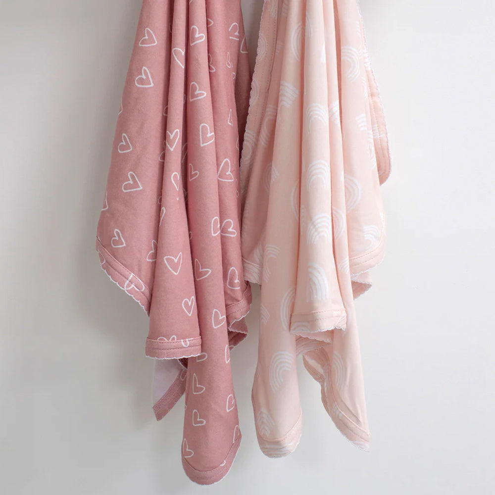 2PK Bubba Blue Nordic 80x80cm Jersey Wrap 0-12m - Dusty Berry/Rose