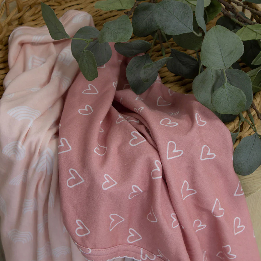 2PK Bubba Blue Nordic 80x80cm Jersey Wrap 0-12m - Dusty Berry/Rose