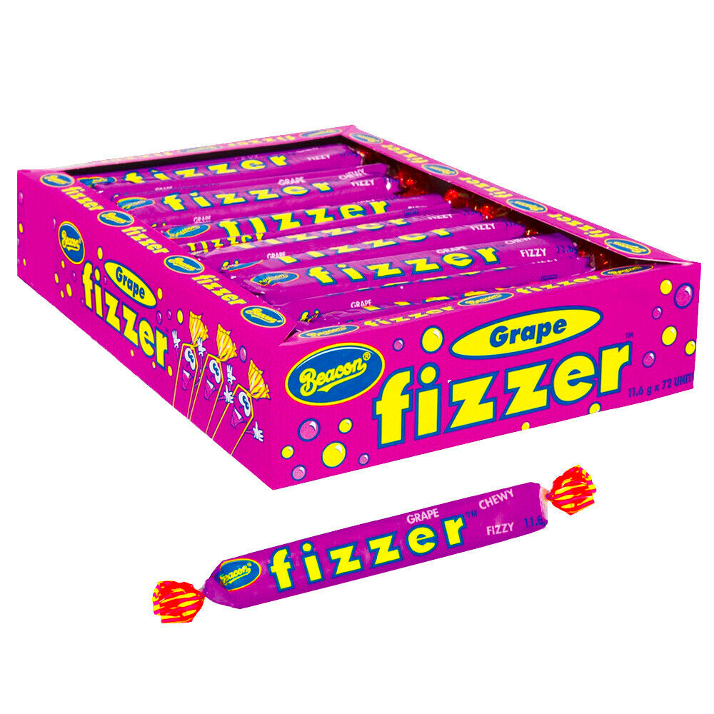 72pc Beacon 11.6g Fizzer Grape Flavour Chewy Candy/Lolly