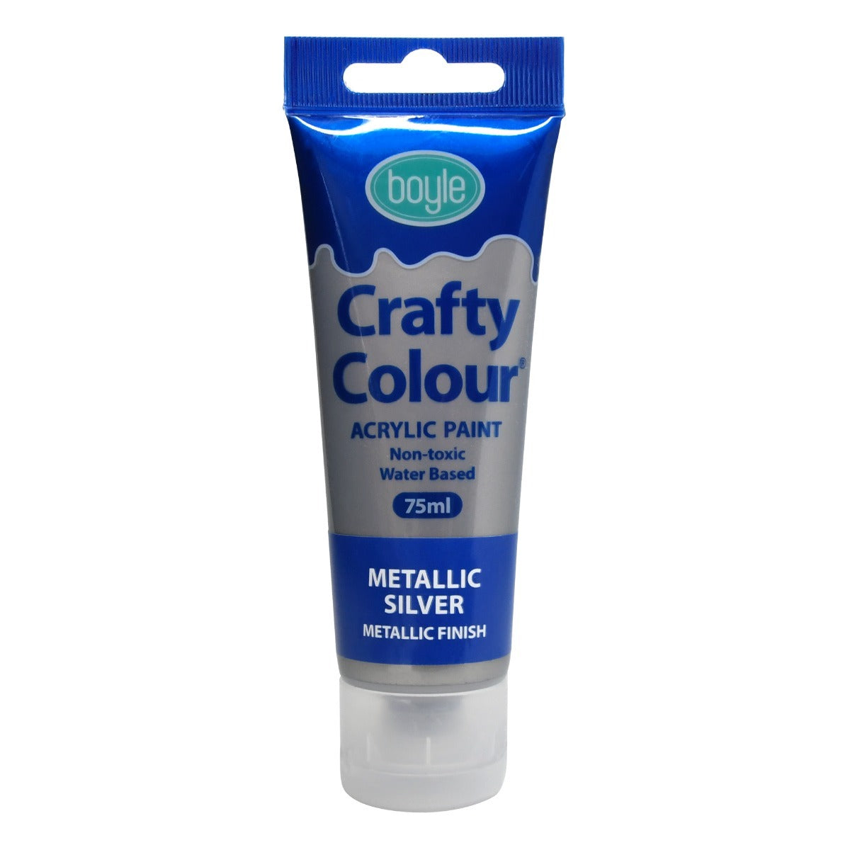 Crafty Colour Art/Craft 75ml Acrylic Paint Tube - Metallic Silver