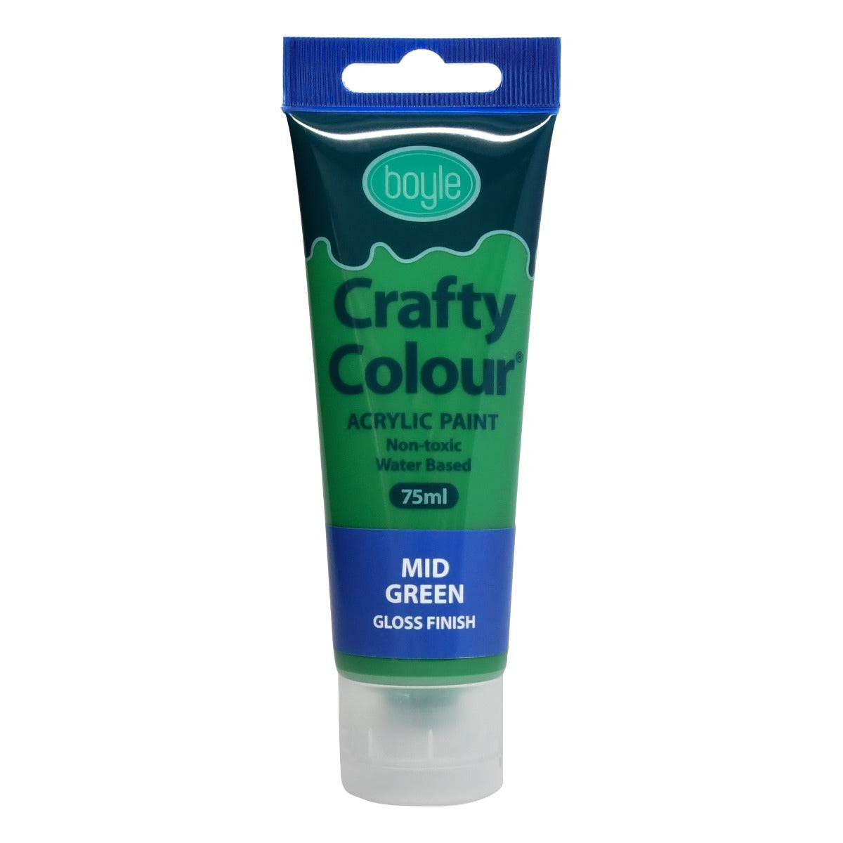 Crafty Colour Art/Craft 75ml Acrylic Paint Tube - Mid Green