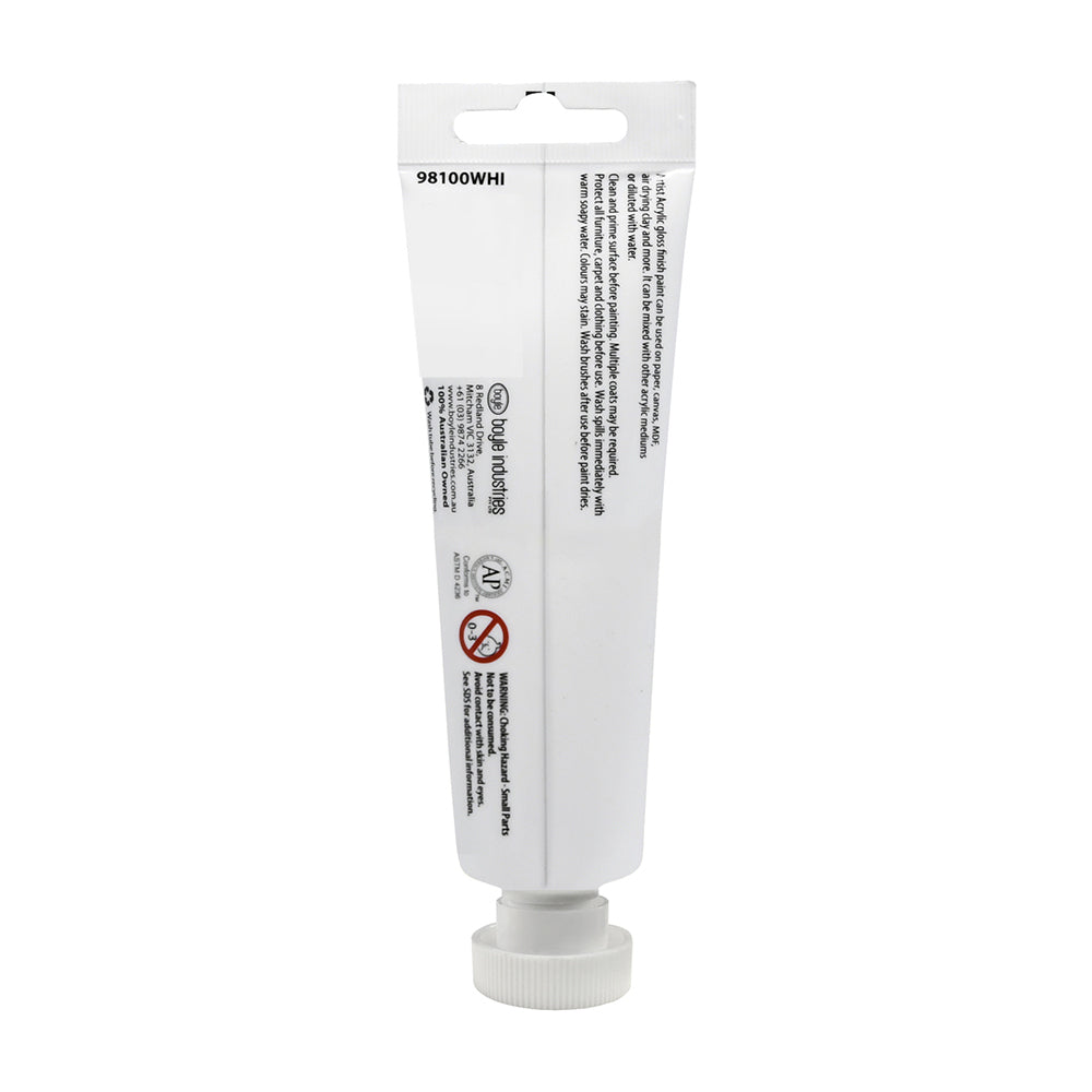Artist Acrylic Paint 100ml Gloss Finish Water Based - White 3y+