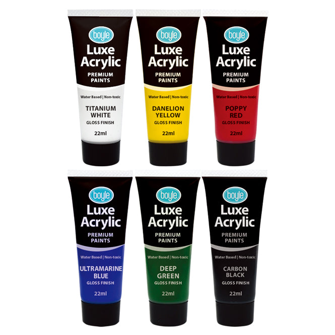 6PK Luxe Acrylic 22ml Premium Paint Non-Toxic - Classic
