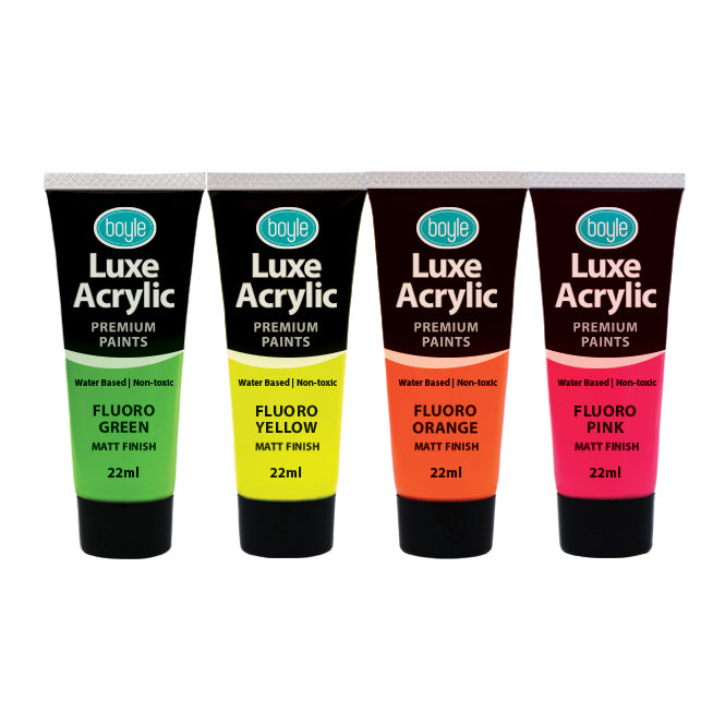 4PK Luxe Acrylic 22ml Premium Paint Matt Finish - Fluoro