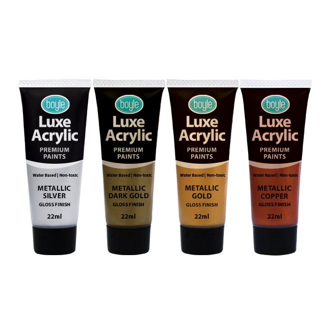 4PK Luxe Acrylic 22ml Premium Paint Tube - Metallic