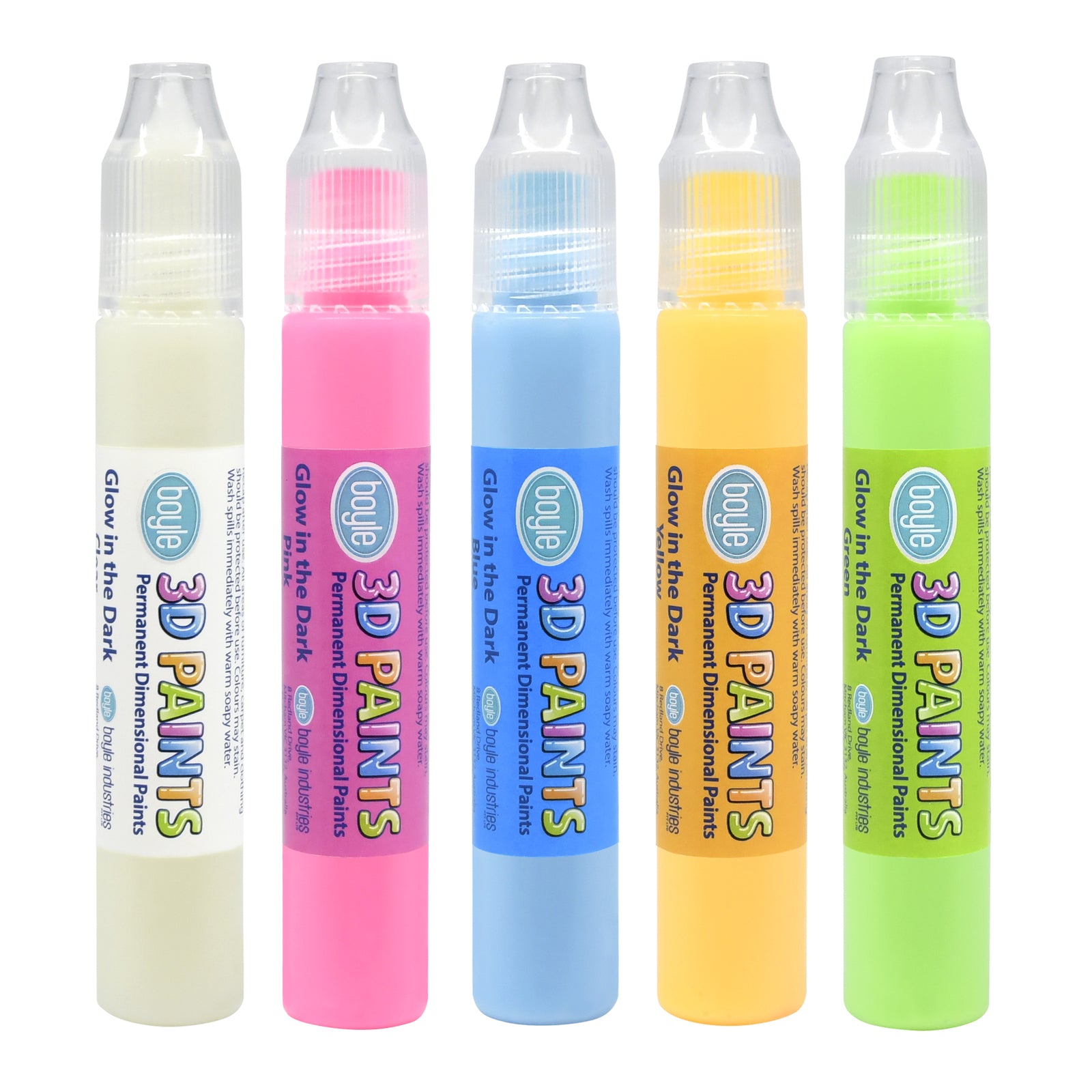 5PK Boyle 3D Paints Arts/Craft Pens - Glow In The Dark