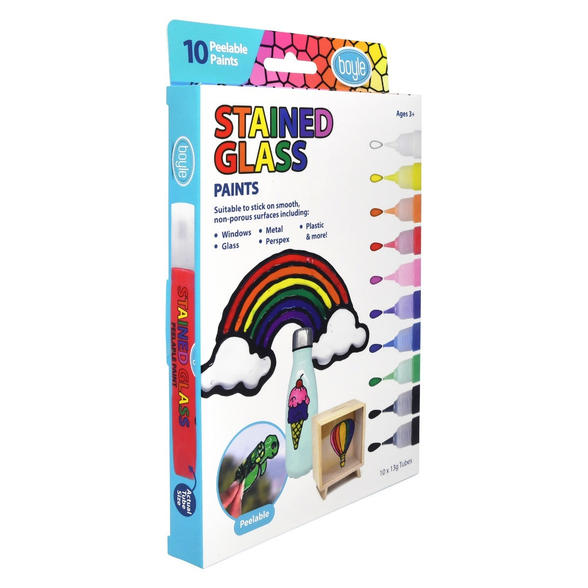 10PK Boyle Stained Glass Peelable Paints Drawing Art/Craft 3y+