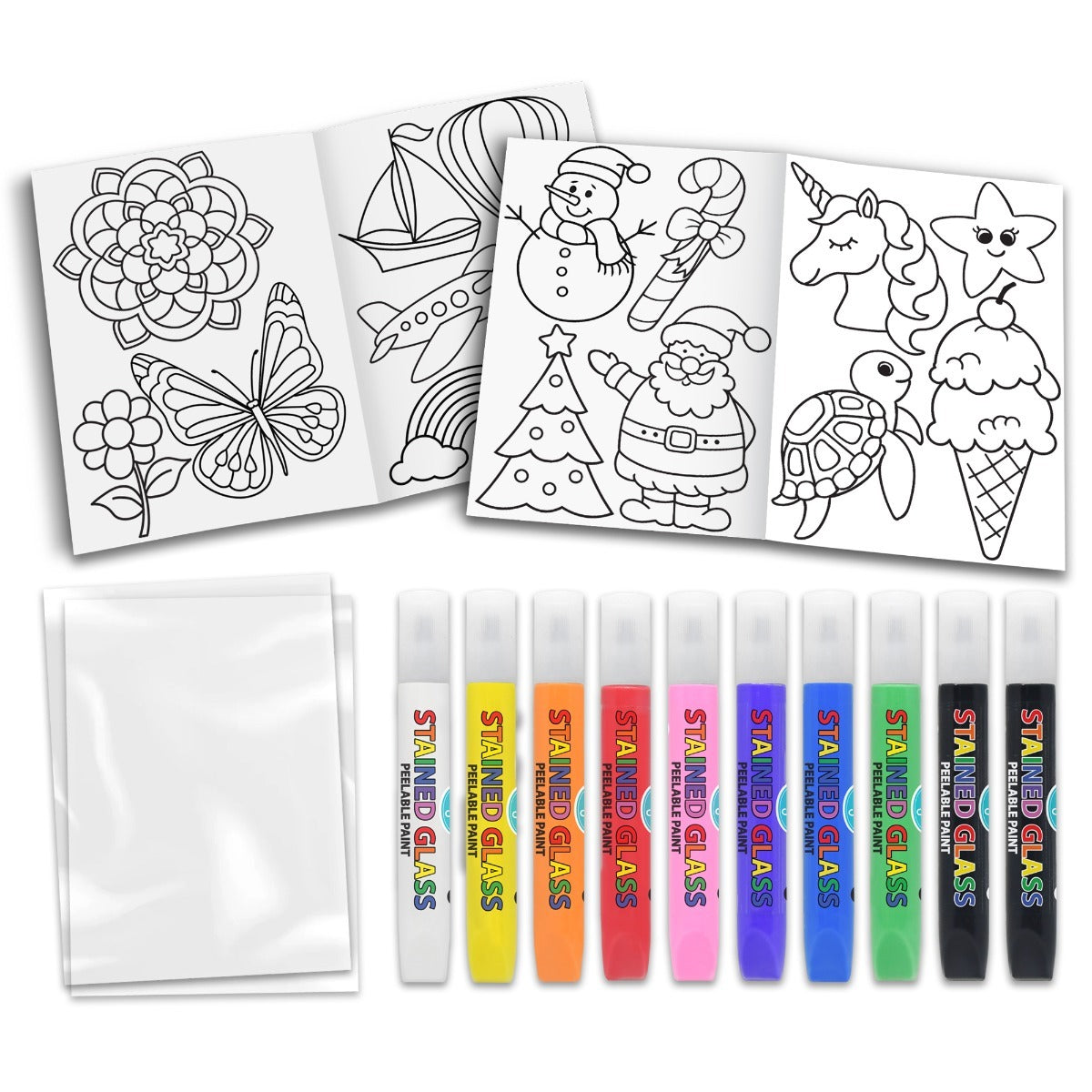 10PK Boyle Stained Glass Peelable Paints Drawing Art/Craft 3y+