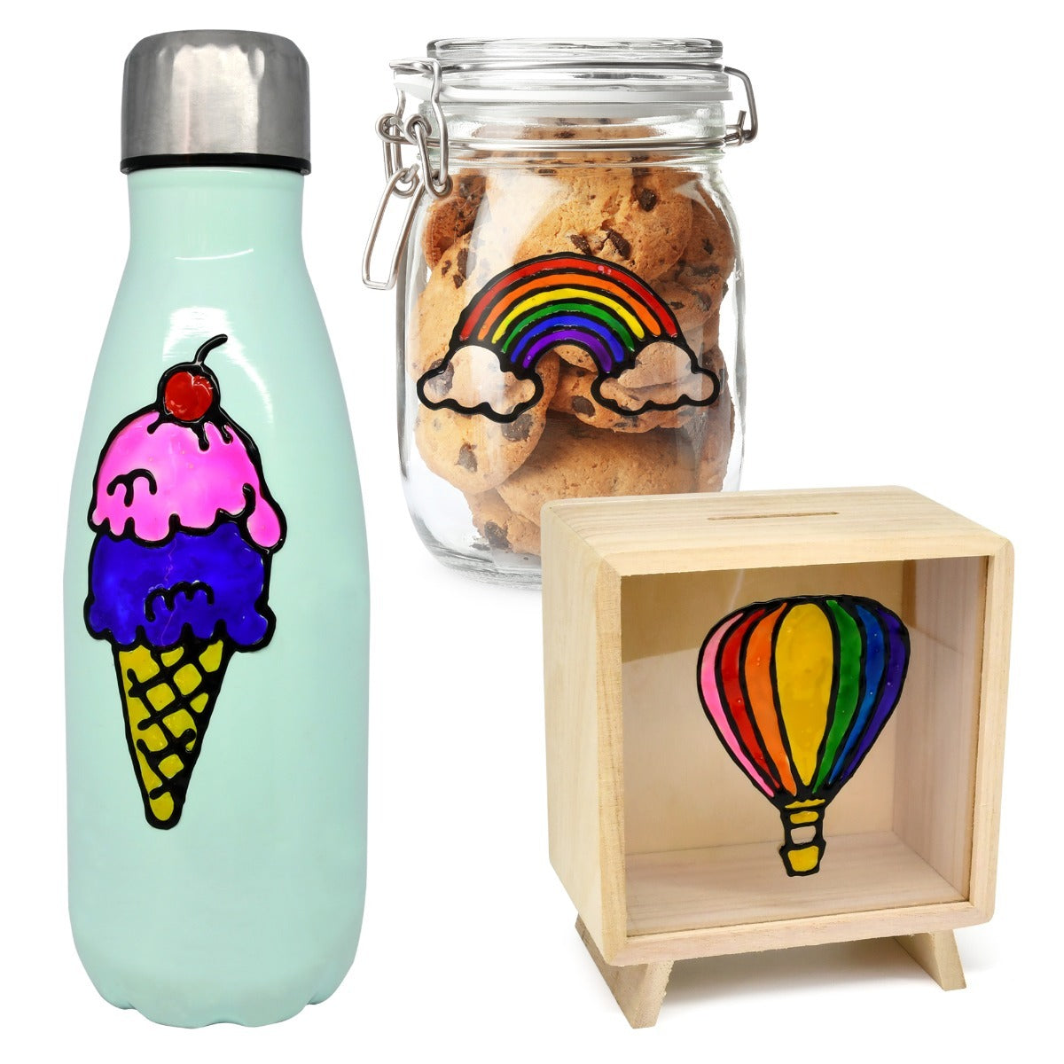 10PK Boyle Stained Glass Peelable Paints Drawing Art/Craft 3y+