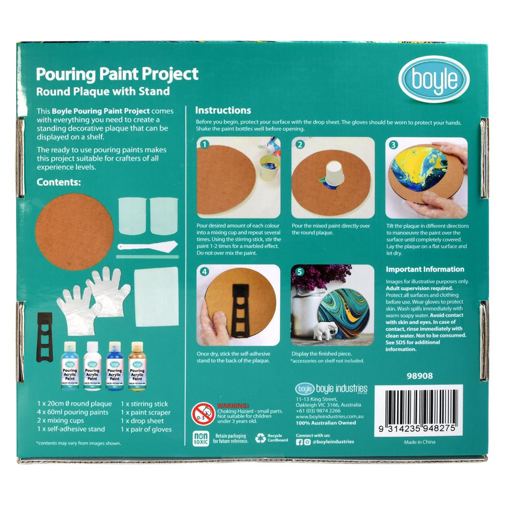 Boyle Pouring Paint Project Kit - Round Plaque with Stand