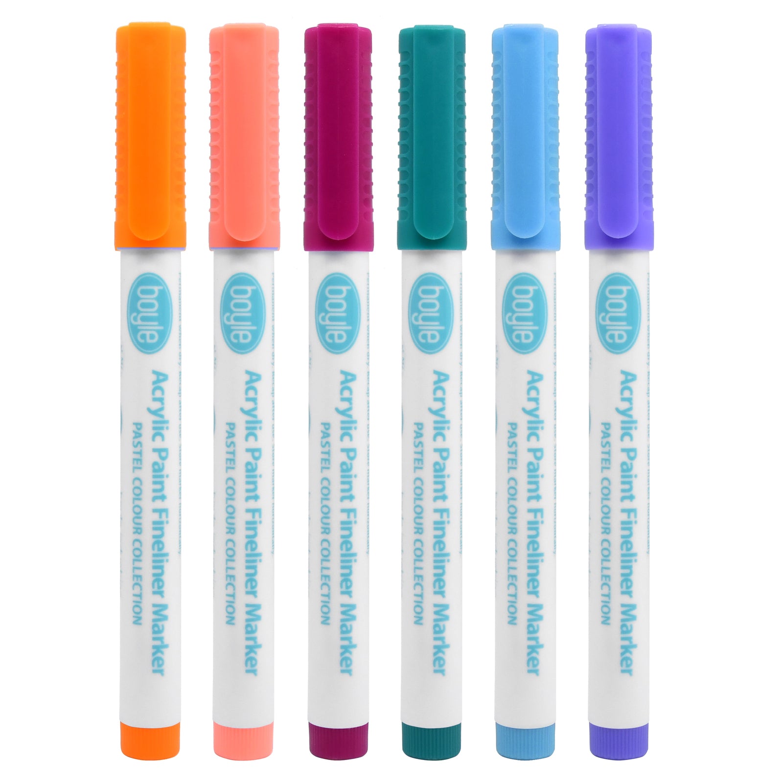 6pc Boyle Acrylic Paint Fineliner Markers - Pastel Colours