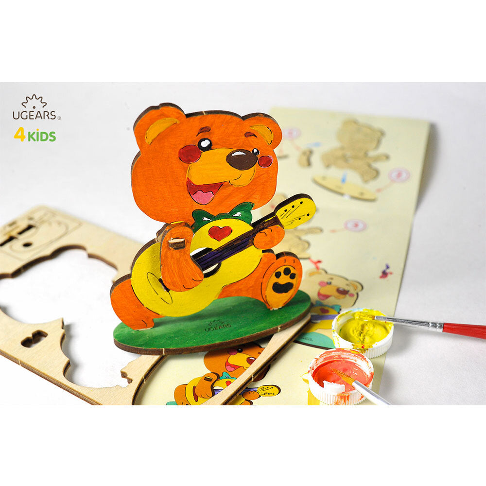 Ugears 3D Painting Bear DIY Wooden Puzzle 8pc