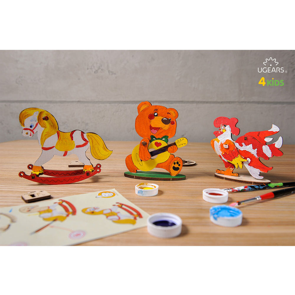 Ugears 3D Painting Bear DIY Wooden Puzzle 8pc