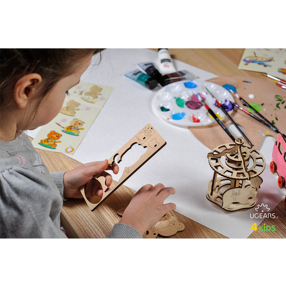 Ugears 3D Painting Bear DIY Wooden Puzzle 8pc
