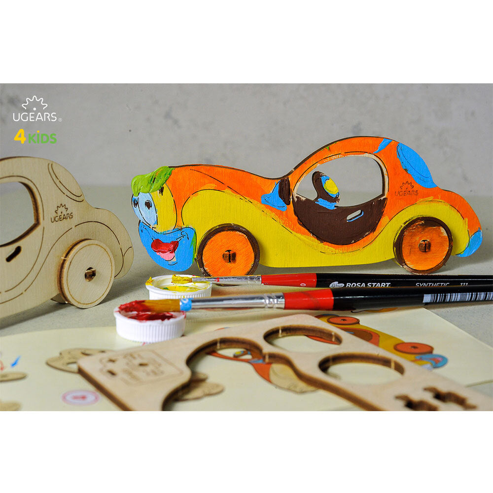 Ugears 3D Colouring Car DIY Wooden Puzzle 8pc