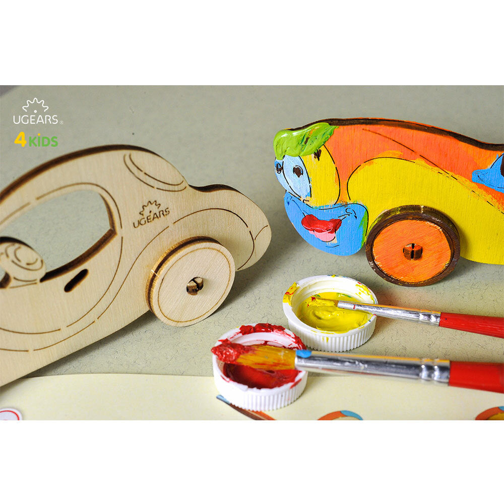 Ugears 3D Colouring Car DIY Wooden Puzzle 8pc