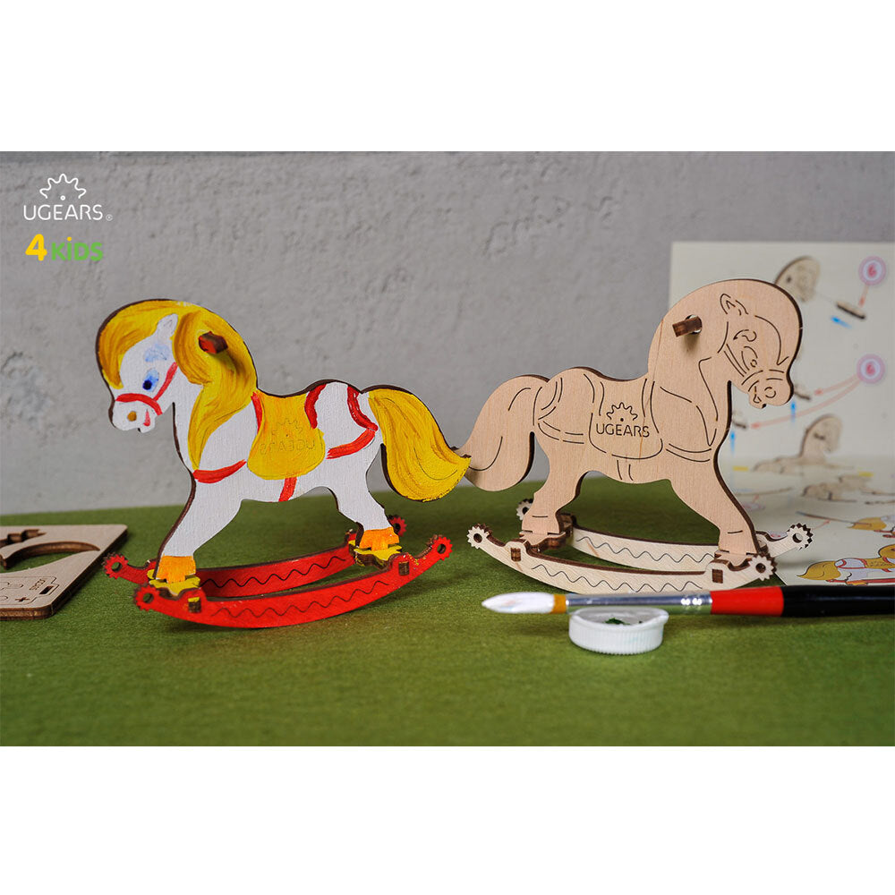 Ugears 3D Colouring Rocking Horse DIY Wooden Puzzle 8pc
