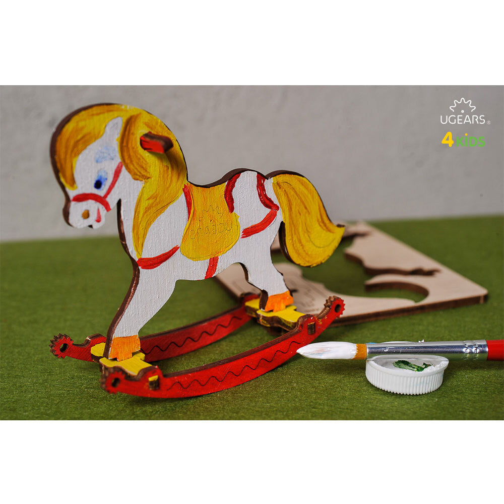 Ugears 3D Colouring Rocking Horse DIY Wooden Puzzle 8pc