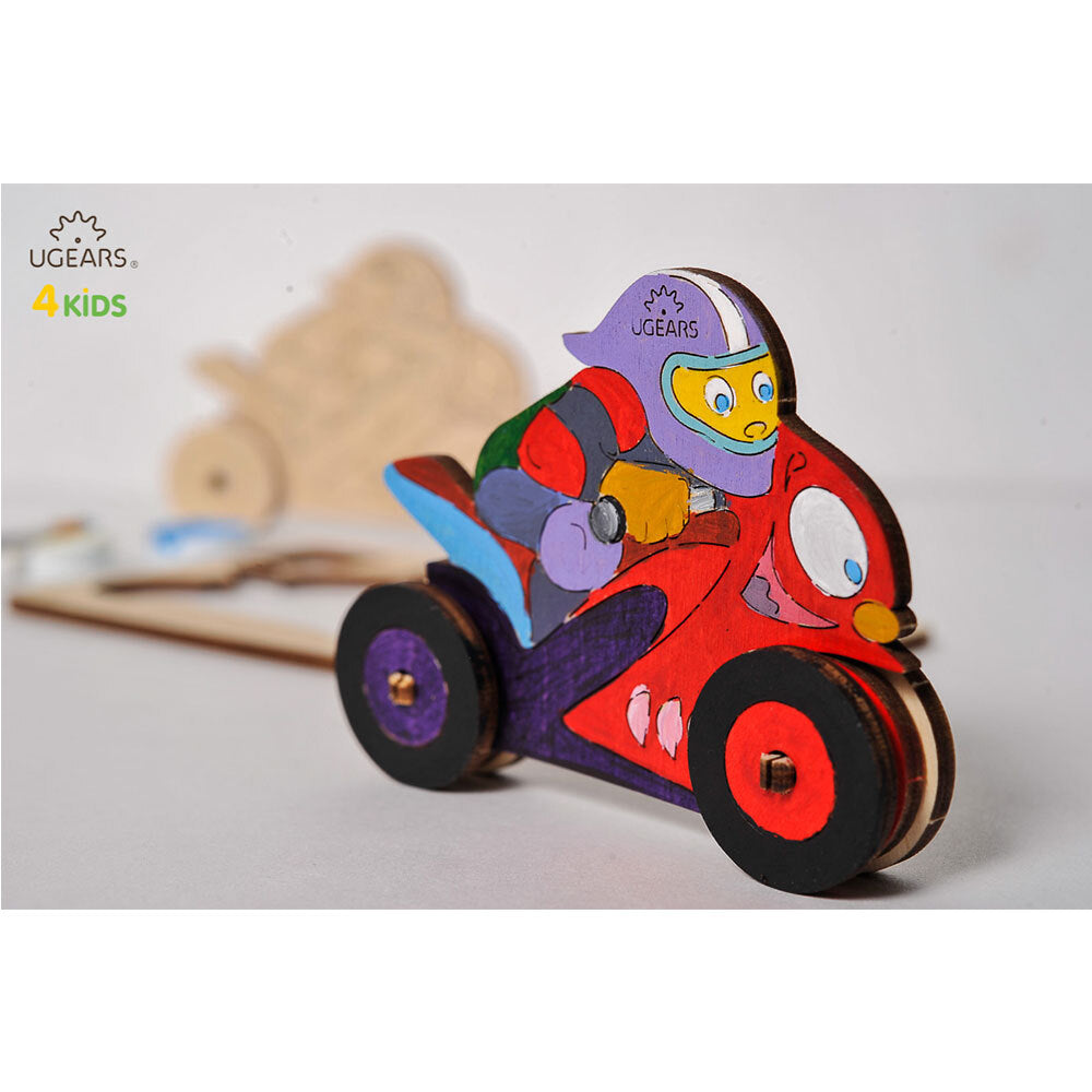 Ugears 3D Colouring Motorcyclist DIY Wooden Puzzle 8pc