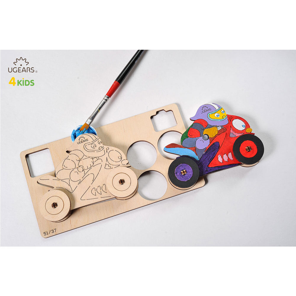 Ugears 3D Colouring Motorcyclist DIY Wooden Puzzle 8pc