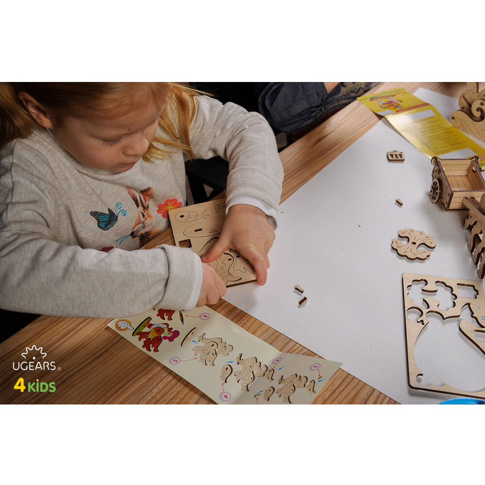 Ugears 3D Painting Cockerel DIY Wooden Puzzle 8pc