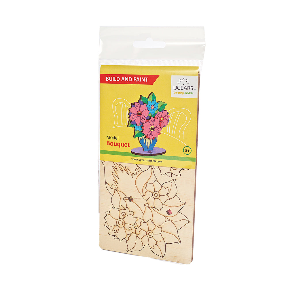 Ugears 3D Colouring Bouquet DIY Wooden Puzzle 8pc