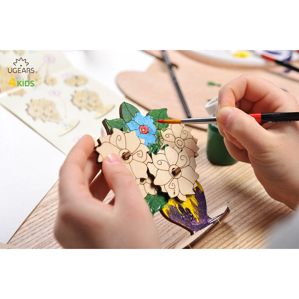 Ugears 3D Colouring Bouquet DIY Wooden Puzzle 8pc