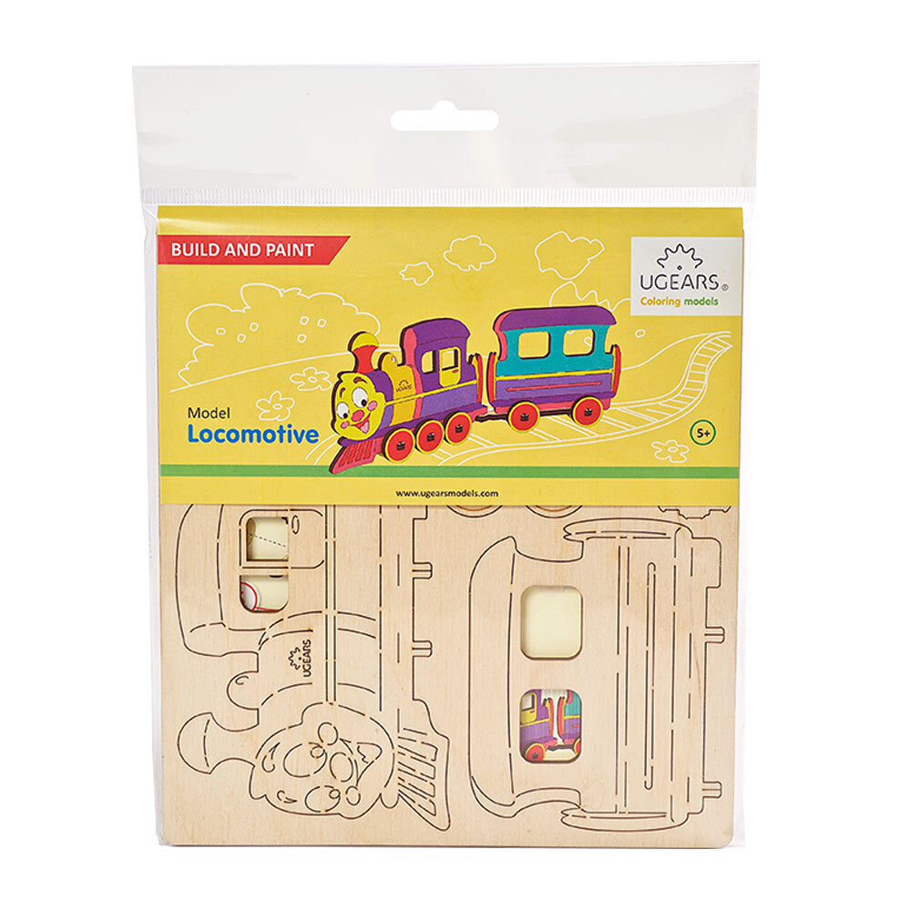 Ugears 3D Painting Locomotive DIY Wooden Puzzle 1pc