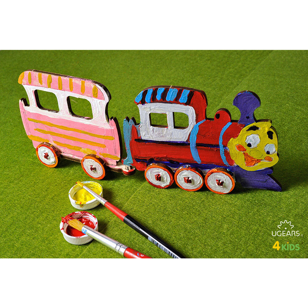 Ugears 3D Painting Locomotive DIY Wooden Puzzle 1pc