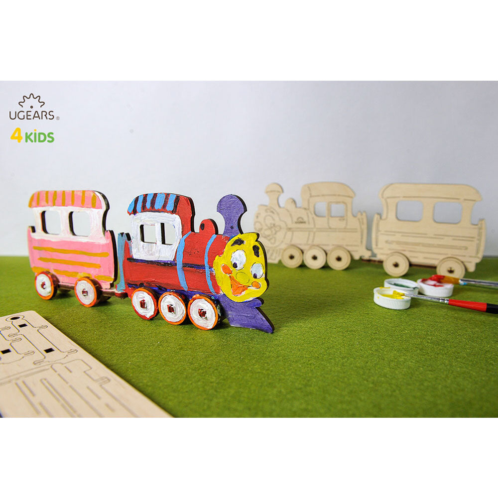 Ugears 3D Painting Locomotive DIY Wooden Puzzle 1pc