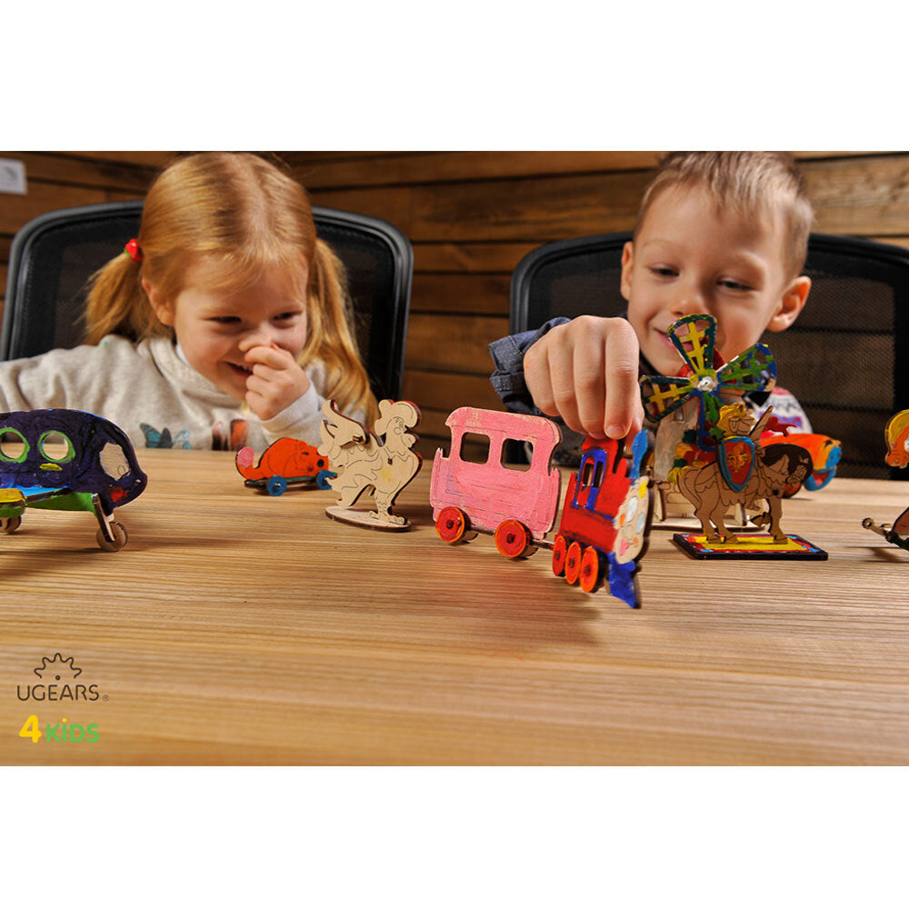 Ugears 3D Painting Locomotive DIY Wooden Puzzle 1pc