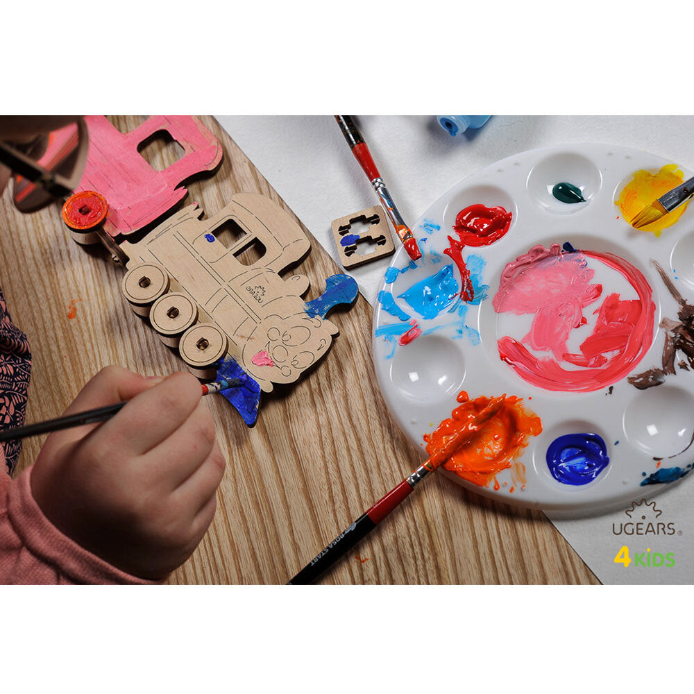 Ugears 3D Painting Locomotive DIY Wooden Puzzle 1pc