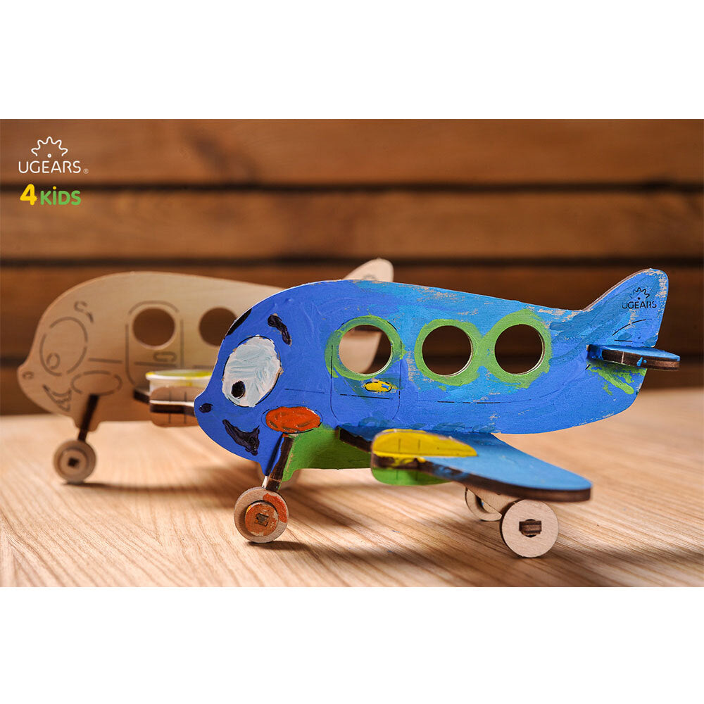 Ugears 3D Painting Airplane DIY Wooden Puzzle 8pc