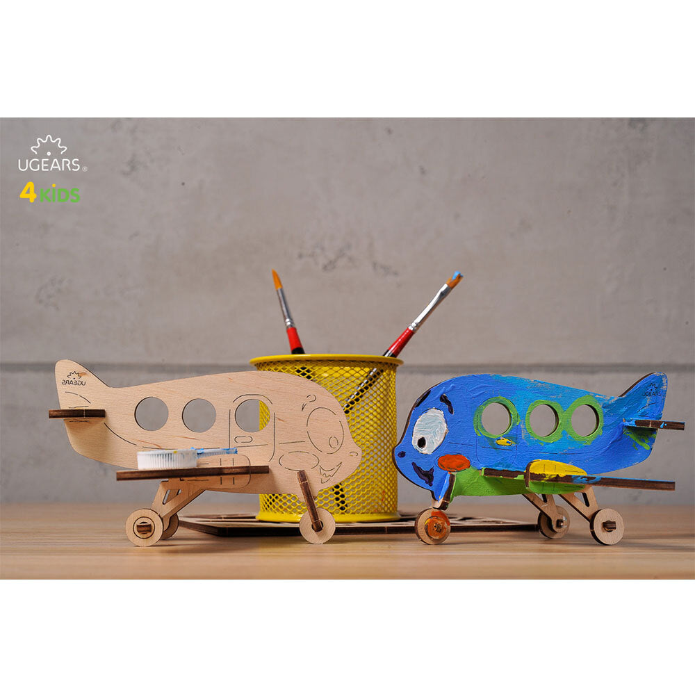 Ugears 3D Painting Airplane DIY Wooden Puzzle 8pc