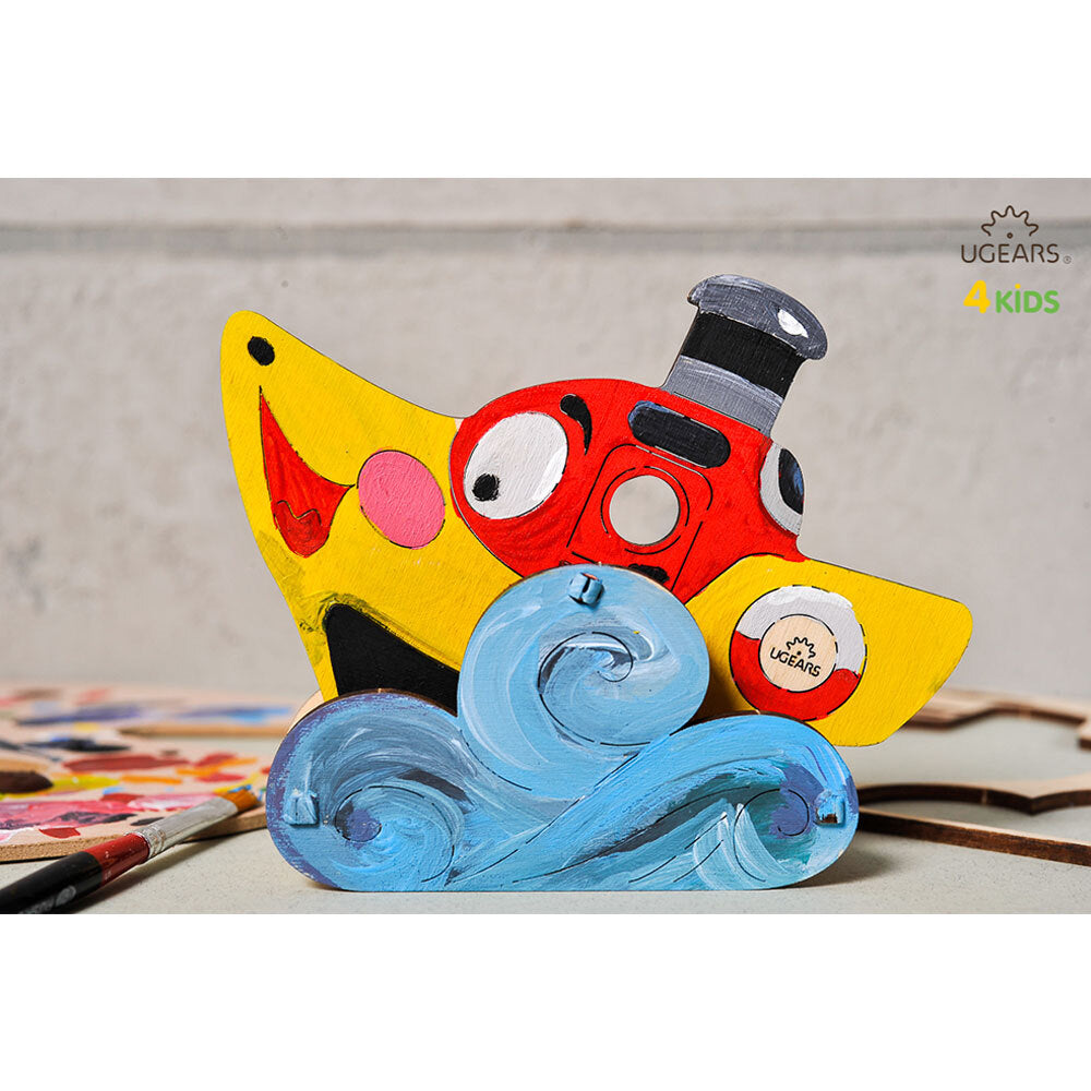 Ugears 3D Painting Steamboat DIY Wooden Puzzle 1pc