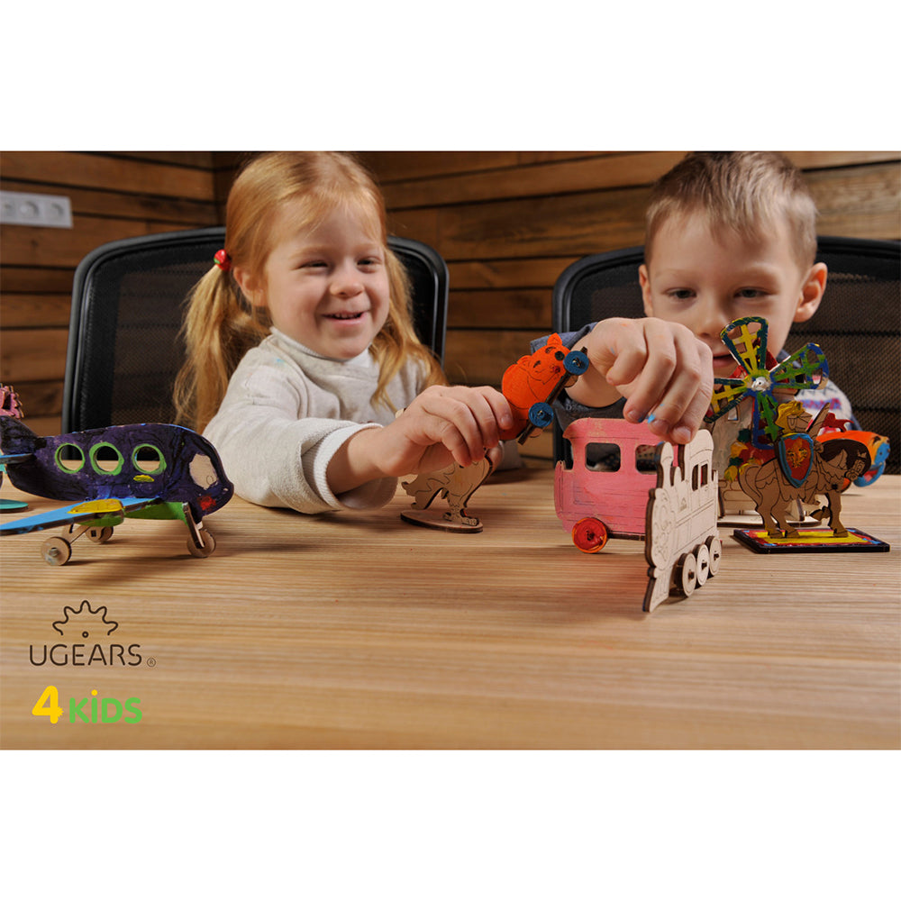 Ugears 3D Painting ten & Puppy DIY Wooden Puzzle 1pc