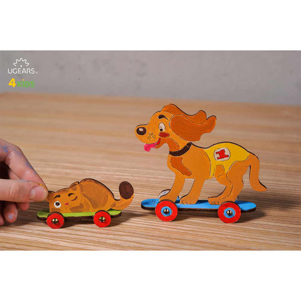 Ugears 3D Painting ten & Puppy DIY Wooden Puzzle 1pc